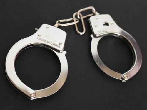 locked metal handcuffs